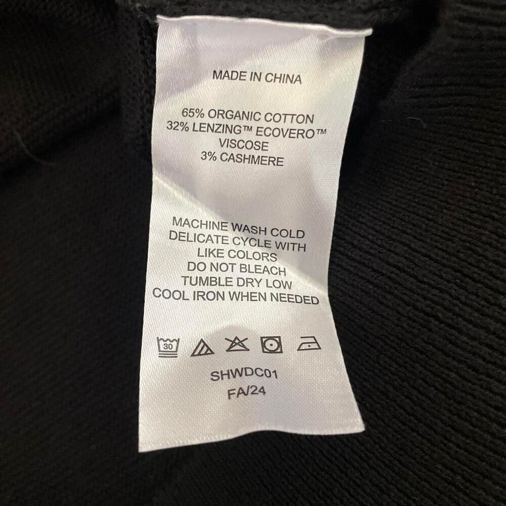 Quince Cotton Cashmere Link Stitch Dolman Sweater Black XL Minimalist - Picture 6 of 8